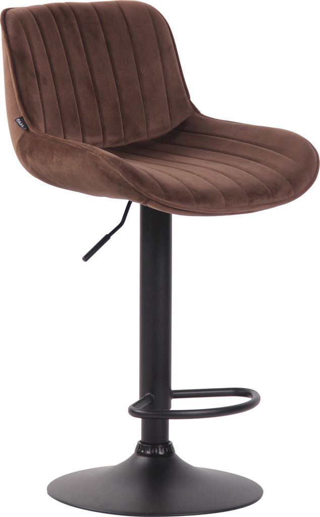 TPFLiving Barhocker Lento Gestell schwarz Samt Braun