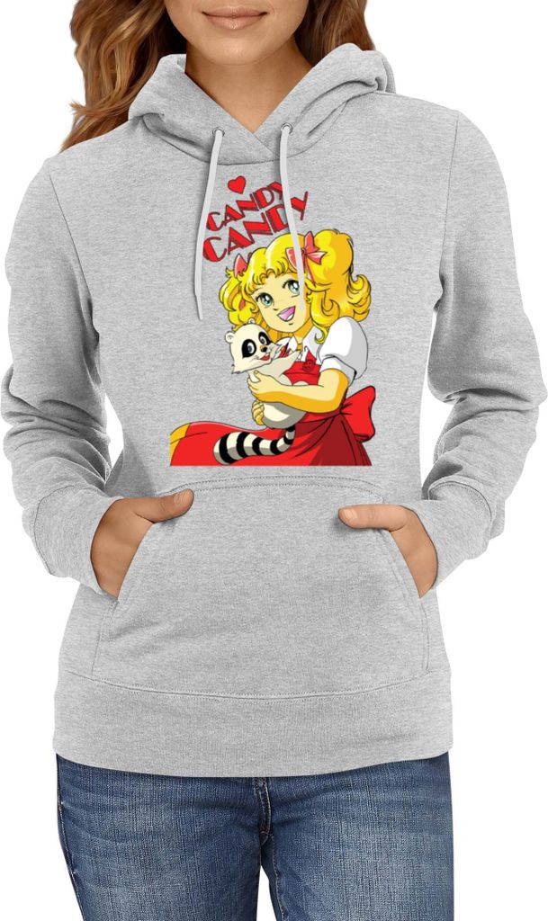 Damen Kapuzenpullover Japan Manga Anime Comics Candy Candy, Lady XS / Grau
