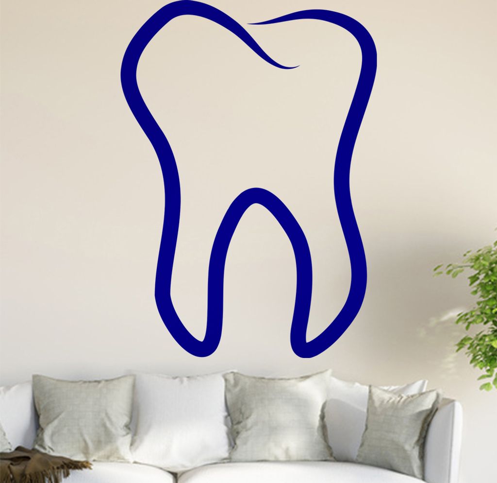Zahn Wandtattoo in 6 Größen - Wandaufkleber Wall Sticker - Dekoration, Küche, Wohnzimmer, Schlafzimmer, Badezimmer