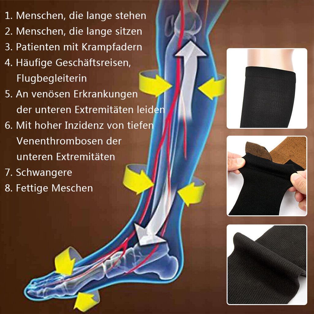 6 Paar Kompressionsstrümpfe Stützstrümpfe Sport Produktbild 3