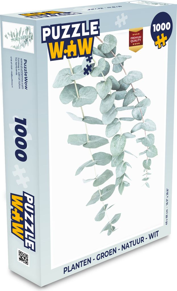 MuchoWow Puzzle 1000 Teile Pflanzen - Grün - Natur - Weiß - Blätter - Spielzeug - Alt und Jung - Spiele - Puzzeln