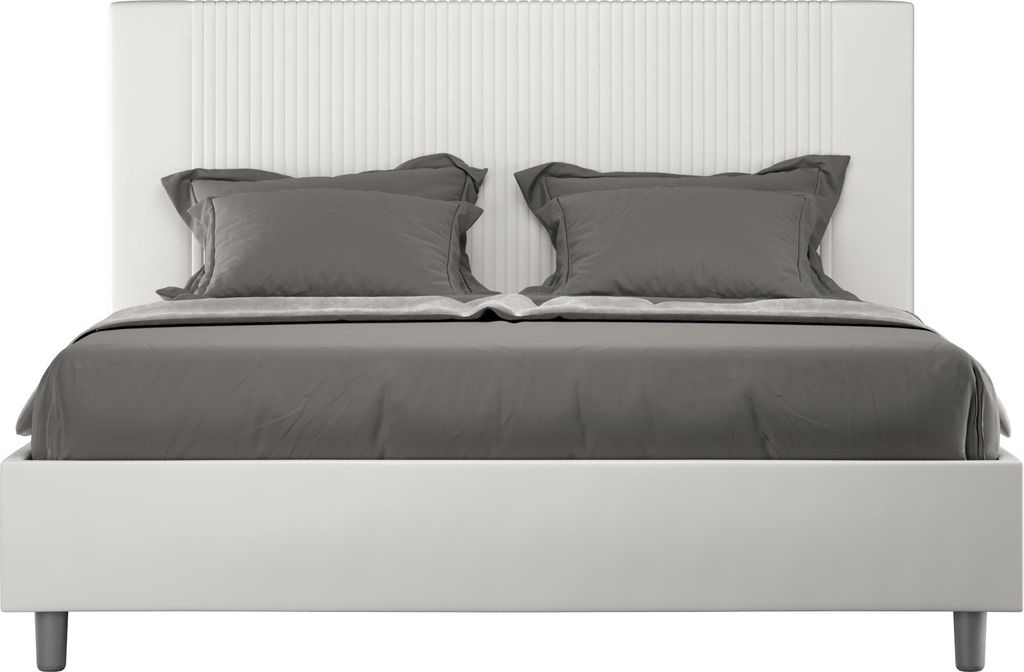 ITYHOME - Gepolstertes Bett ohne Lattenrost 140x200 mit Kunstlederbezug Weiß Goya
