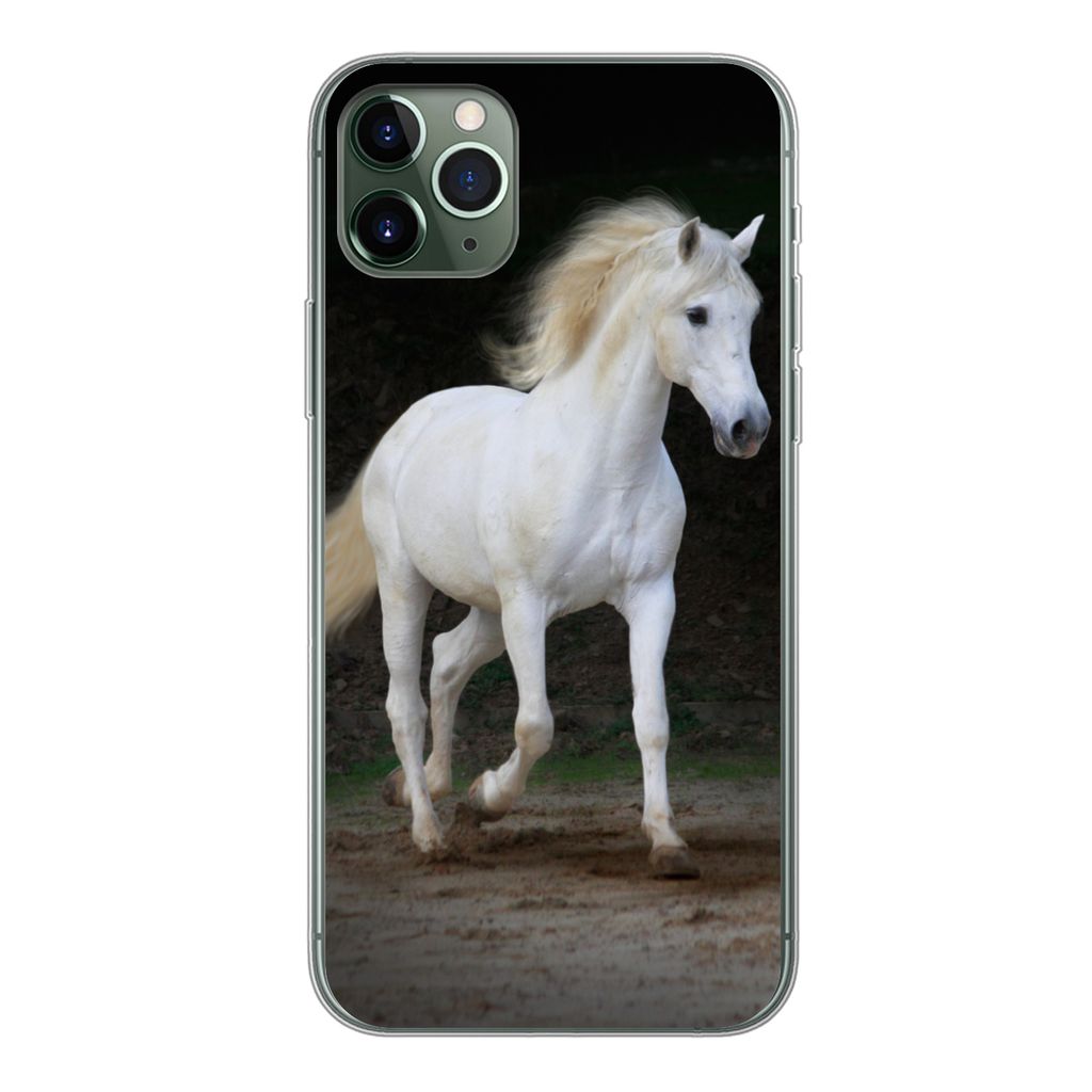 MuchoWow Handyhülle Schutzhülle Hülle für iPhone 11 Pro Max Pferde - Sand - Dunkel Silikon Softcase Handy Hülle - Schutz