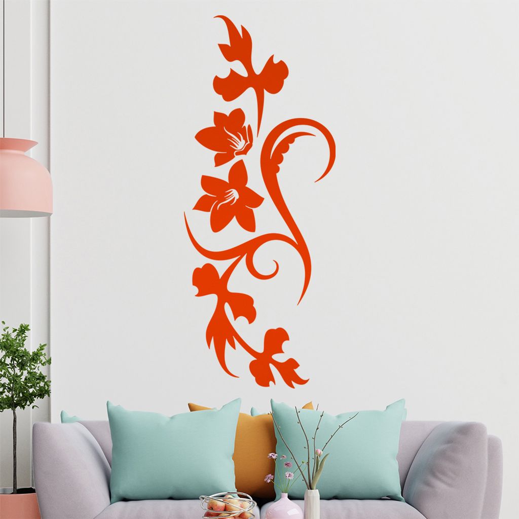 Blume - Linien Wandtattoo in 6 Größen - Wandaufkleber Wall Sticker - Dekoration, Küche, Wohnzimmer, Schlafzimmer, Badezimmer