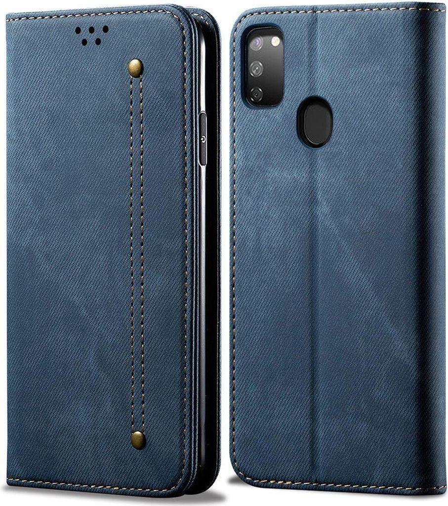 Galaxy M30S Hülle, LaimTop Denim Leder Brieftasche Produktbild 