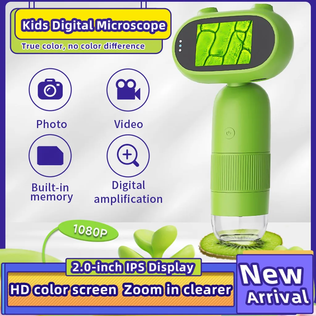 Microscope enfant HD 1080P grossissement 1000X LED et carte TF de 32 Go