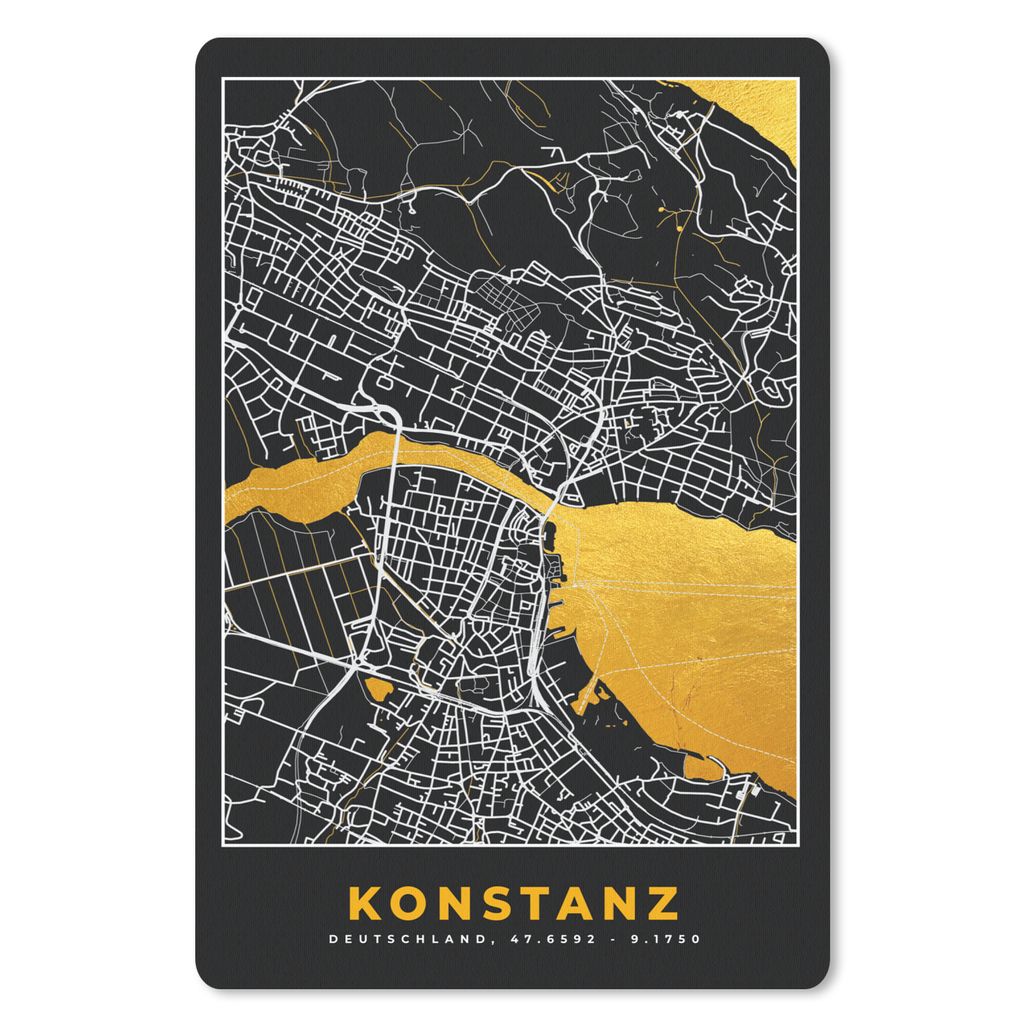 MuchoWow Mauspad Mousepad Konstanz - Gold - Stadtplan - Deutschland - Karte 40x60 cm - Mousepads - Maus Mat - Pad - Mausunterlage - Schreibtisch ...