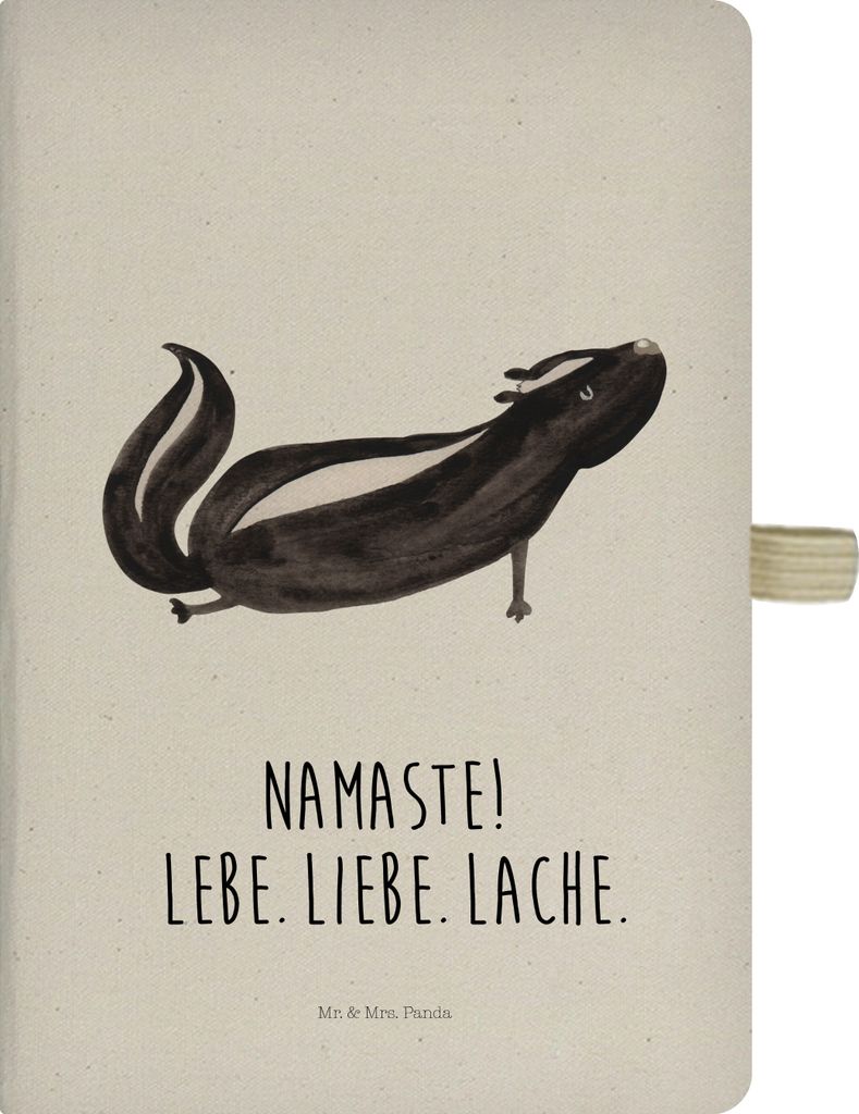 Mr. & Mrs. Panda notizbuch Stinktier Yoga - Transparent - Geschenk, Namaste, Journal, Raubtier, Liebe, Notizheft, Adressbuch, Skunk, Tagebuch, Skiz...