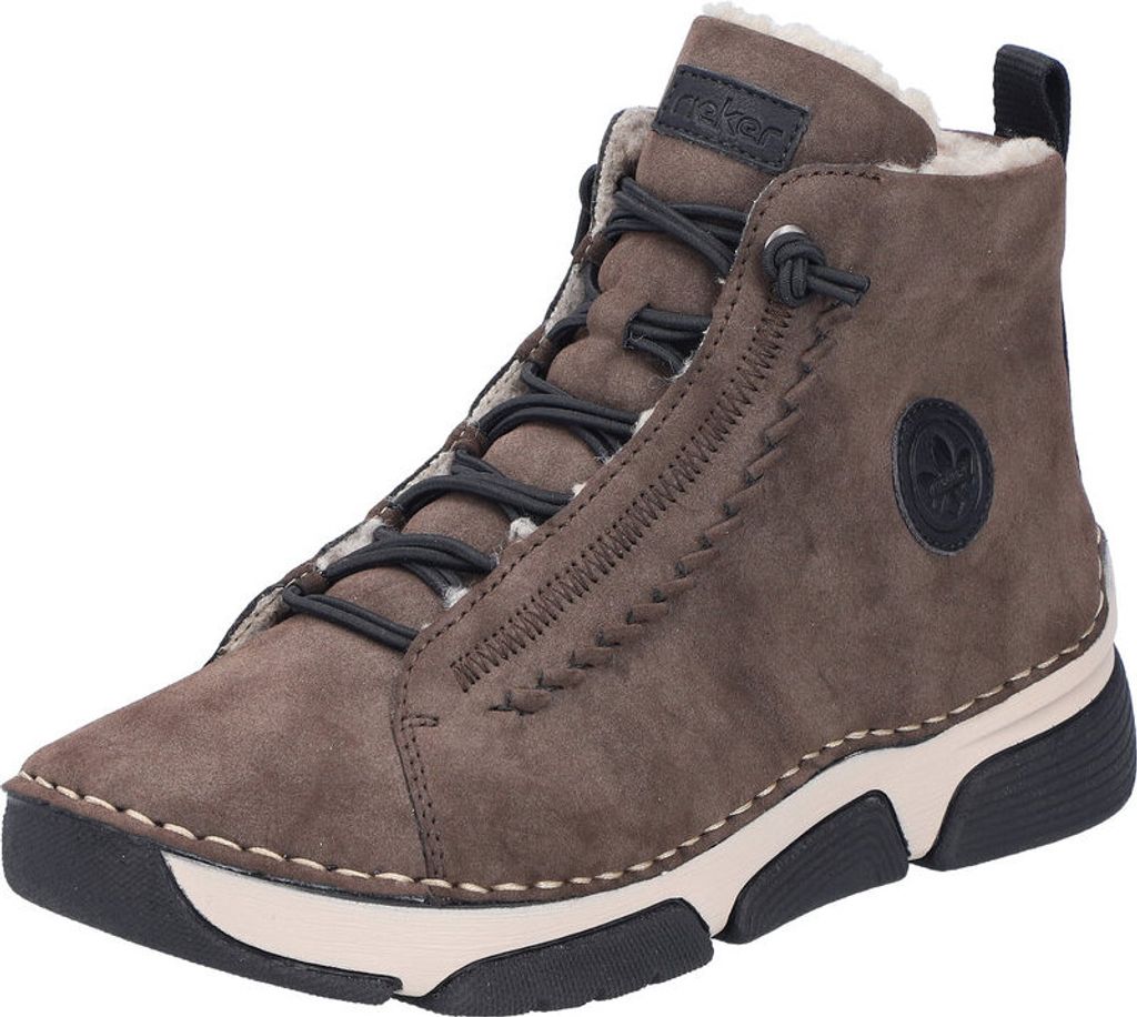 Rieker Damen Schnürboots Stiefelette Warmfutter Ziernaht 45912, Größe:37 EU, Farbe:Braun