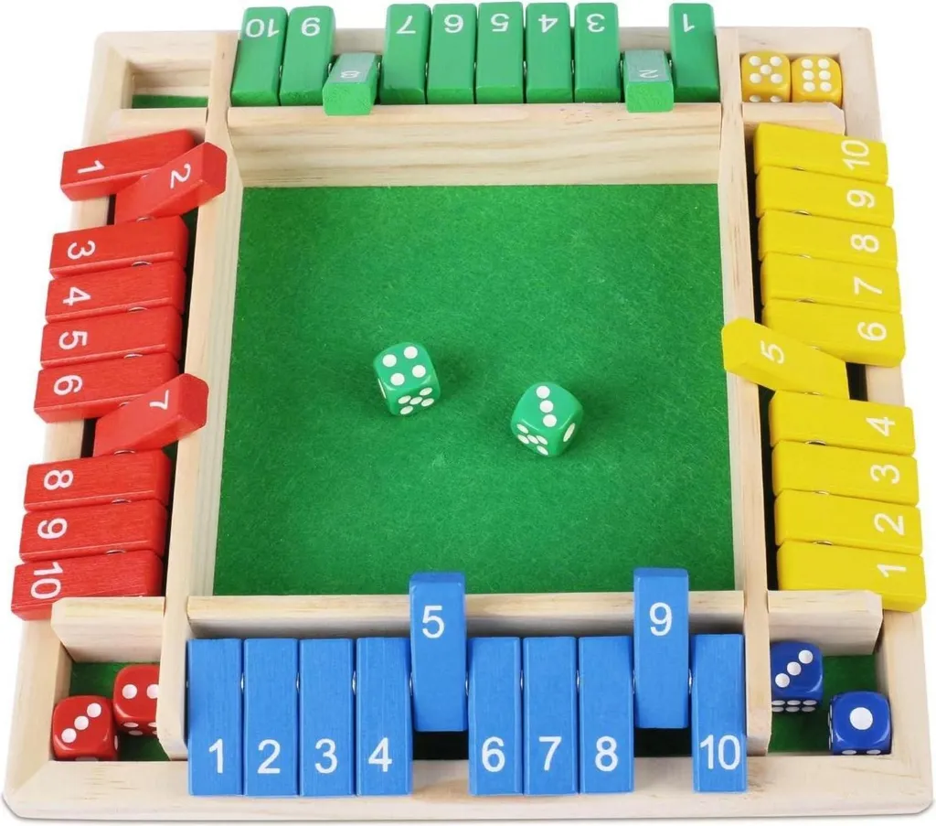 Apprendre les maths en s'amusant : Jeu Shut The Box Bois 4 Joueurs