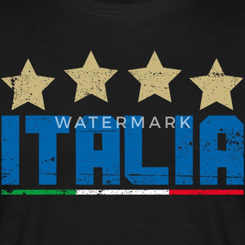 Spreadshirt Italien Vier Sterne Weltmeister Fußball Männer T-Shirt, S, Schwarz