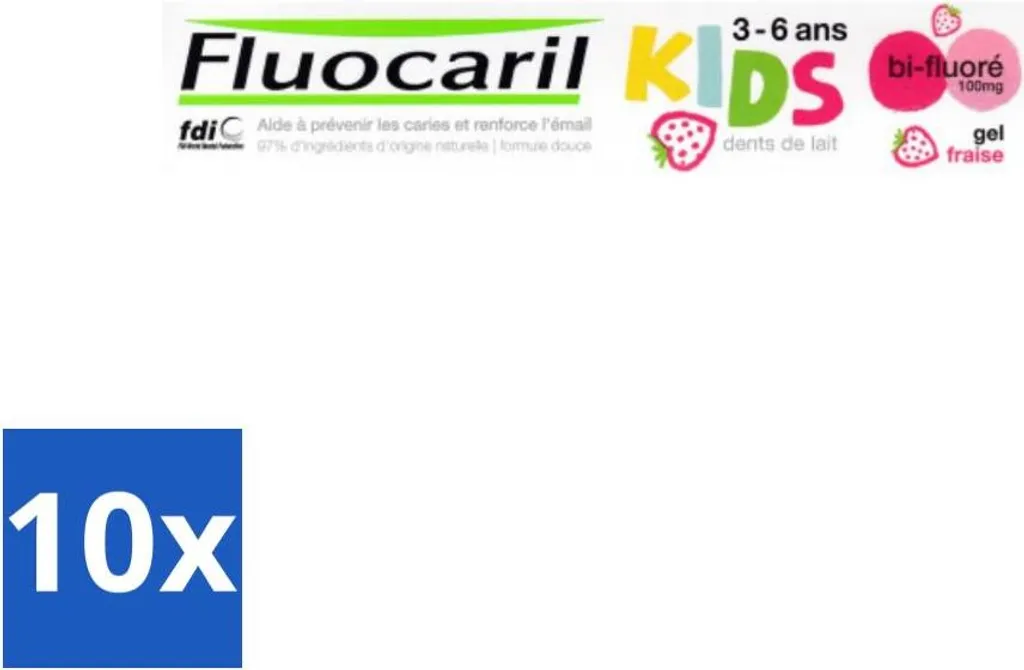 Stock 10x Fluocaril Kids Fragola - Dentifricio Bambini 3-6 Anni 50ml