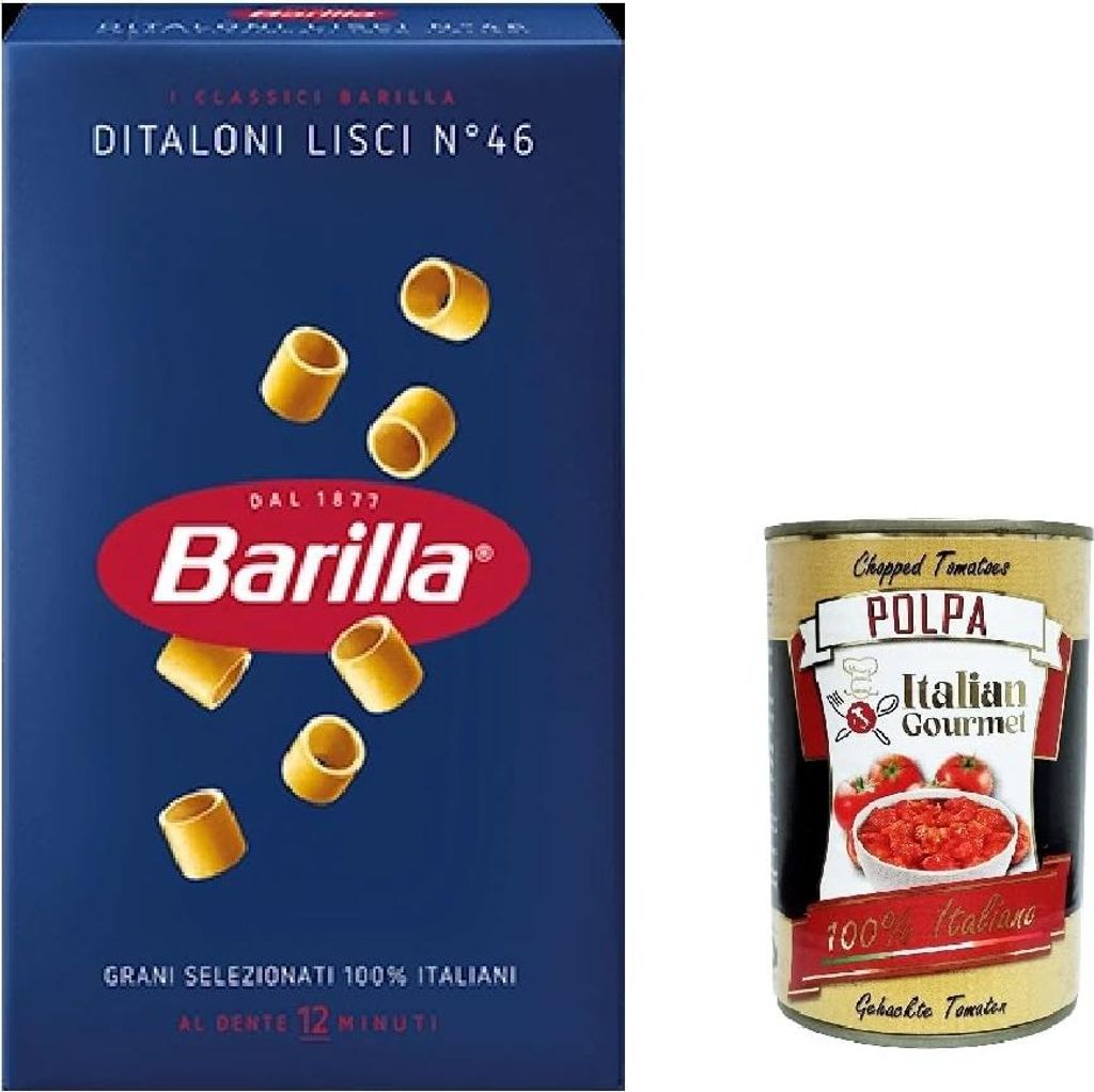 5x Pasta Ditaloni lisci Nr. 46 italienisch Nudeln 500 g pack + Italian Gourmet polpa 400g