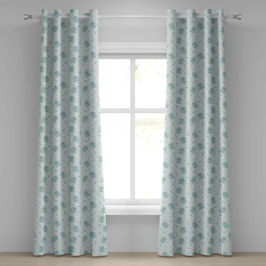 Tende Decorative Elefanti ABAKUHAUS - Stile Shabby Azzurro 280cm