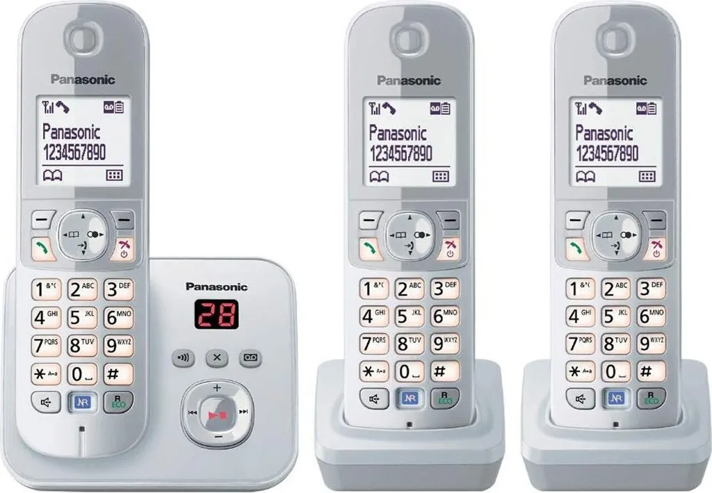 Panasonic KX-TG6823GS Téléphone Fixe sans Fil Trio Argent Perle Répondeur