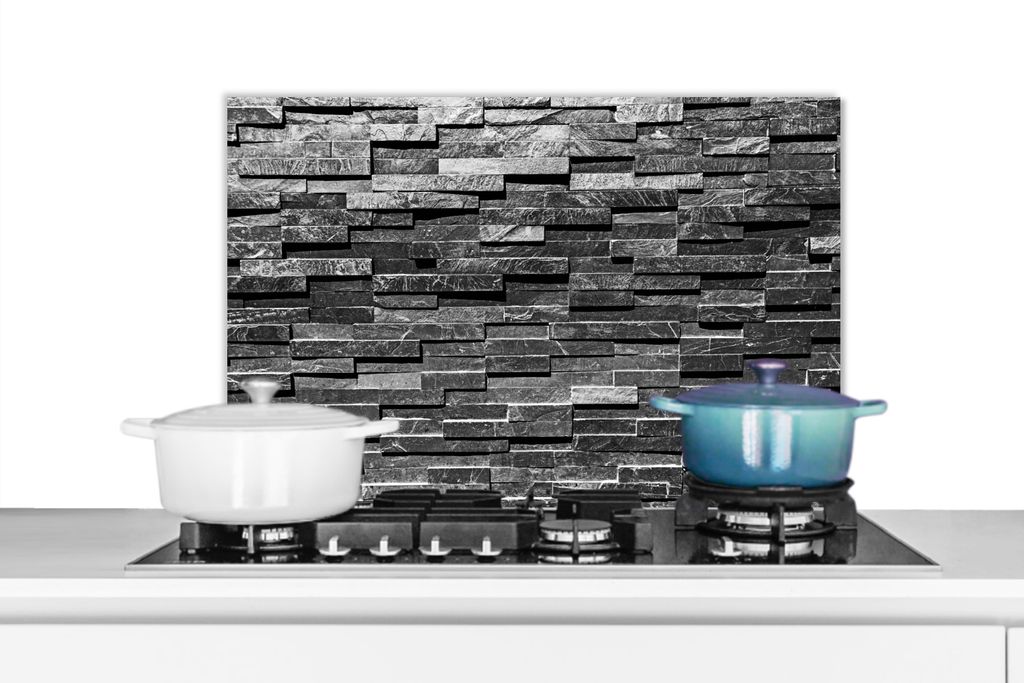 KitchenYeah Spritzschutz Küche - Küchenrückwand - Wandschutz für Herd und Spüle - Stein - Antik - Grau 60x40 - Alu-Dibond (Alternative zum S...