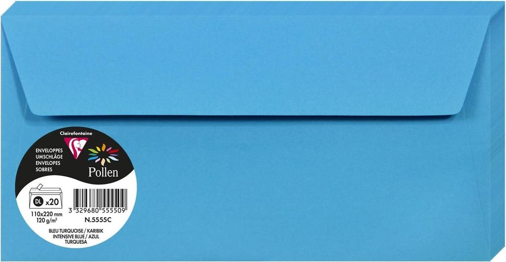 Clairefontaine 5555C, DL (110 x 220 mm), Blau, Papier, 120 Produktbild 