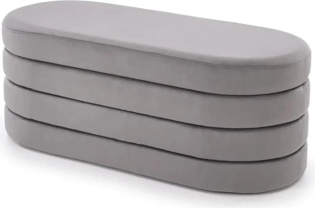 Banc de rangement Calpi gris cendré avec assise rembourrée grand confort
