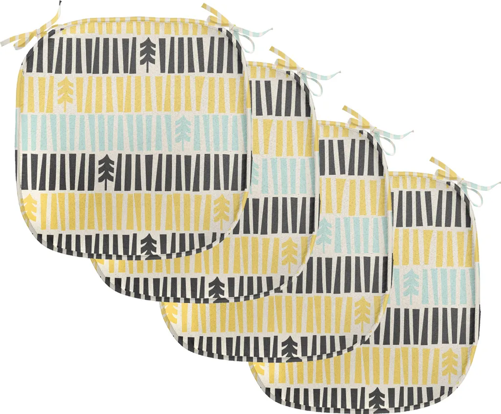 Coussin de Siège Anti-Glisse Lot de 4 Imperméable Motif Sapins 40x40cm