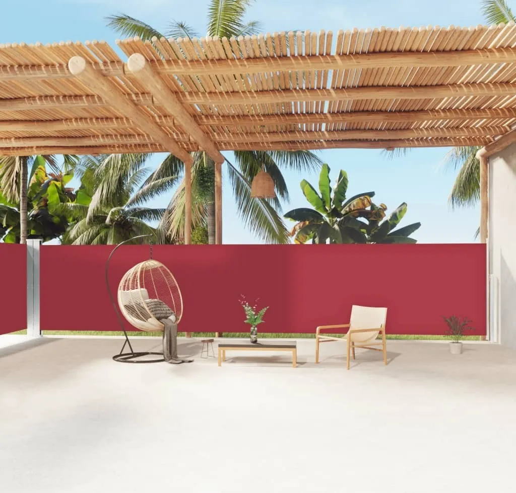 The Living Store Tenda laterale estensibile rossa 160x1200 cm