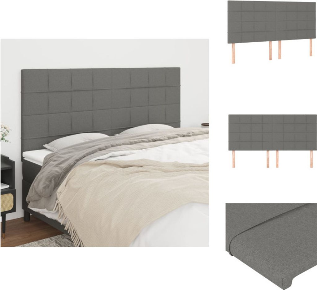 vidaXL Kopfteile 4 Stk. Dunkelgrau 100x5x78/88 cm Stoff - Kopf- & Fußenden
