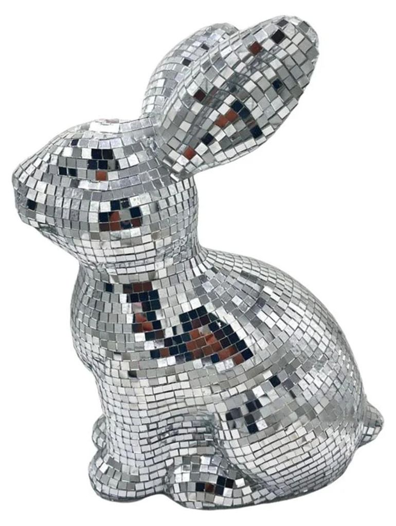 Spiegelkugel-Diskokugel-Hasenfigur, sitzende Hasenfigur, Oster-, Hochzeits-, Heim-, Büro- und Schreibtischdekoration