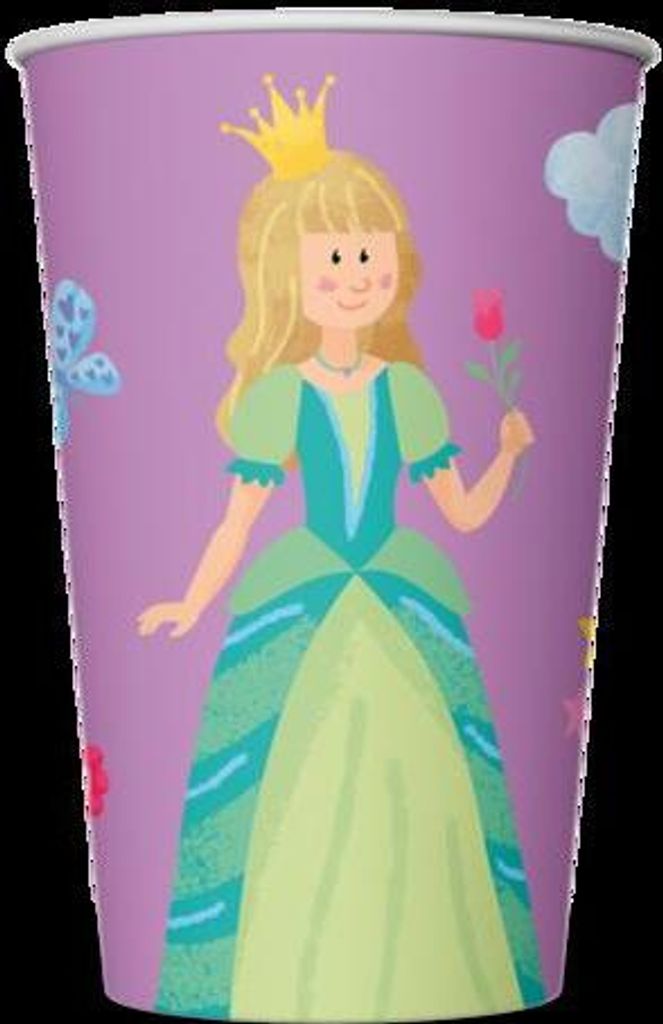 Pappbecher Prinzessin Kindergeburtstag 200 ml 10 Stück plastikfrei, in Deutschland gefertigt