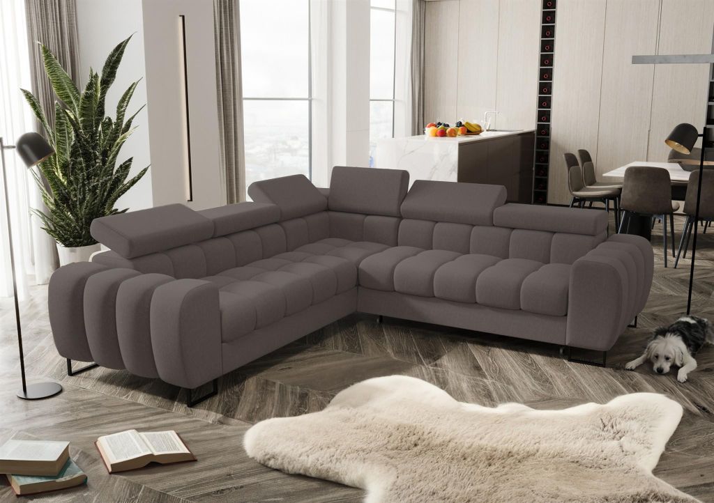 Ecksofa Schlafsofa BASTIEN in Stoff Gemma Dunkelgrau Seite Universal