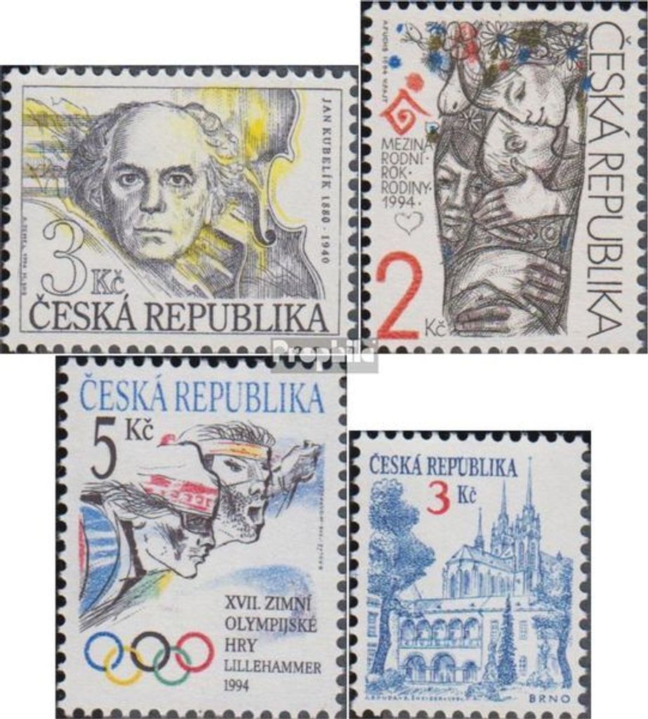 Briefmarken Tschechien 1994 Mi 30,31,34,35 (kompl.Ausg.) postfrisch Musik