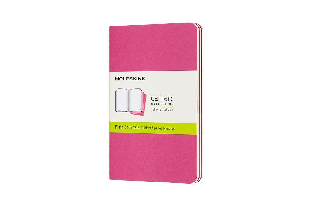 Moleskine Notizhefte Cahier 3er Set - mit Kartoneinband - 70g-Papier - Pocket (9x14) - Blanko - Kinetisches Pink