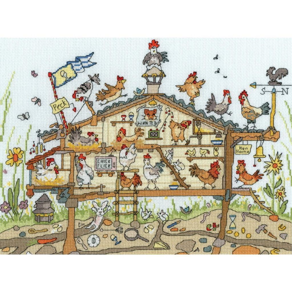 Bothy Threads Kreuzstich Set "Cut Thru Hen Home", Zählmuster, XCT37, 35x26cm