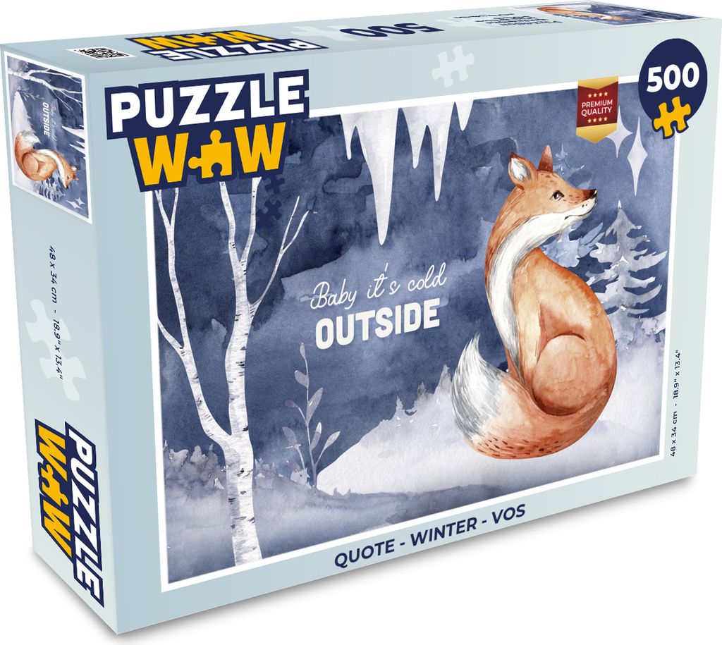 MuchoWow Puzzle 500 Teile Zitat - Winter - Fuchs - 500 Teile - Kinder - Selberbauen - Puzzlespiele