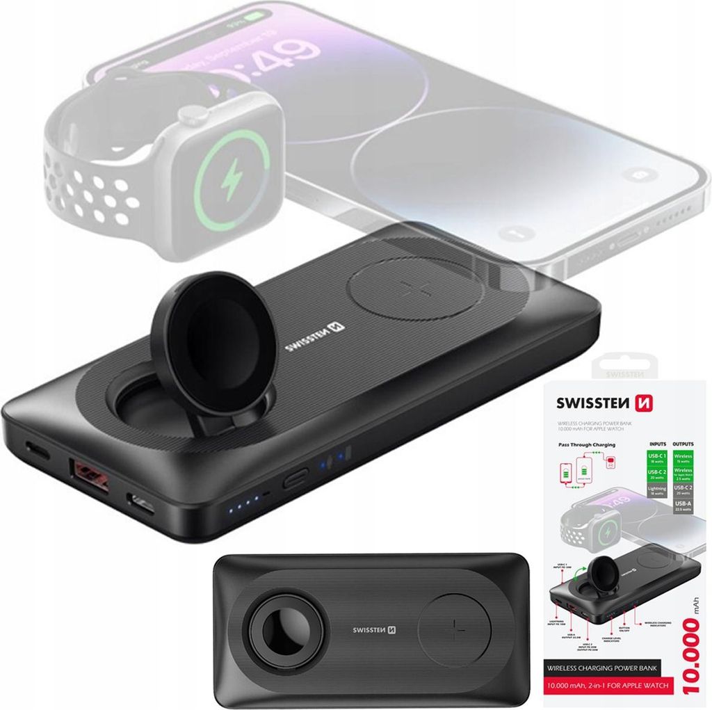 SWISSTEN Powerbank 10.000 mAh 2-in-1 Pro, geschikt voor Productafbeelding 