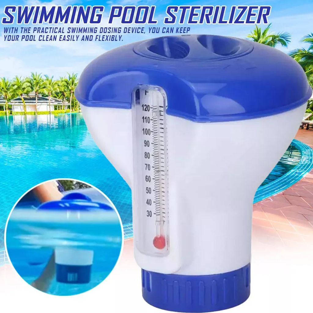 Pool Cleaning Tablet & Floating Chlorine Thermometer Dispenser for Hot Tub