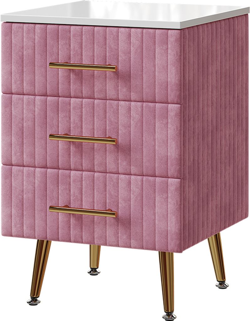 Nachtkastje Vicco Velia Roze 41 x 62 cm met 3 lades, Model Productafbeelding 