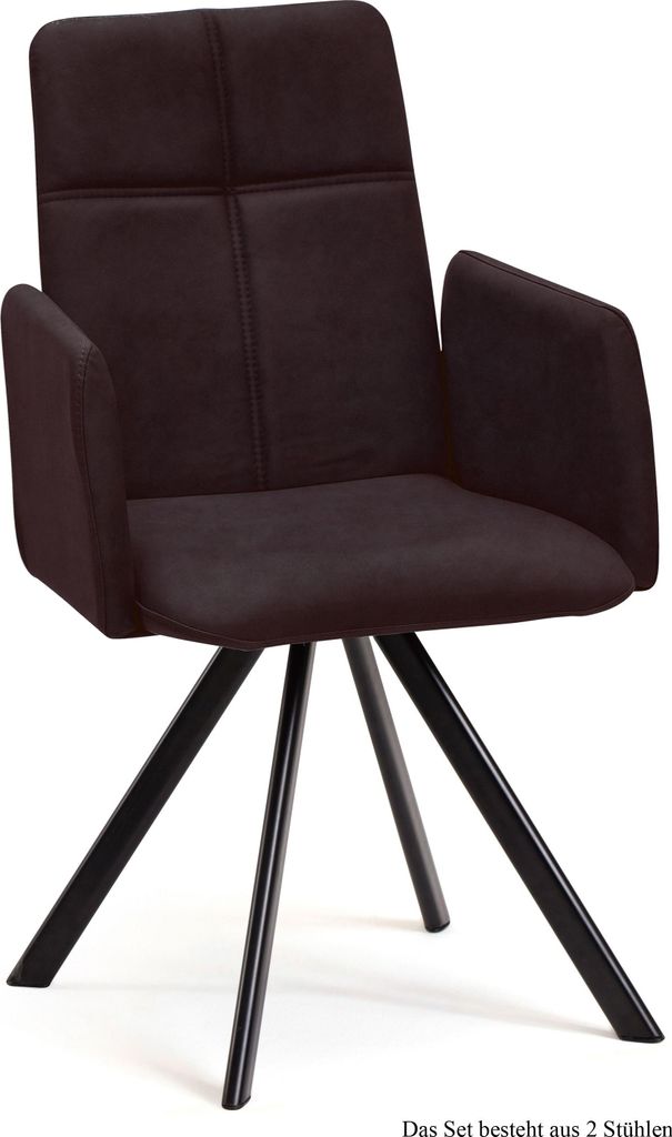 Armlehnstuhl drehbar (2er-Set) Desha 52x92x60 Schwarz/Espresso