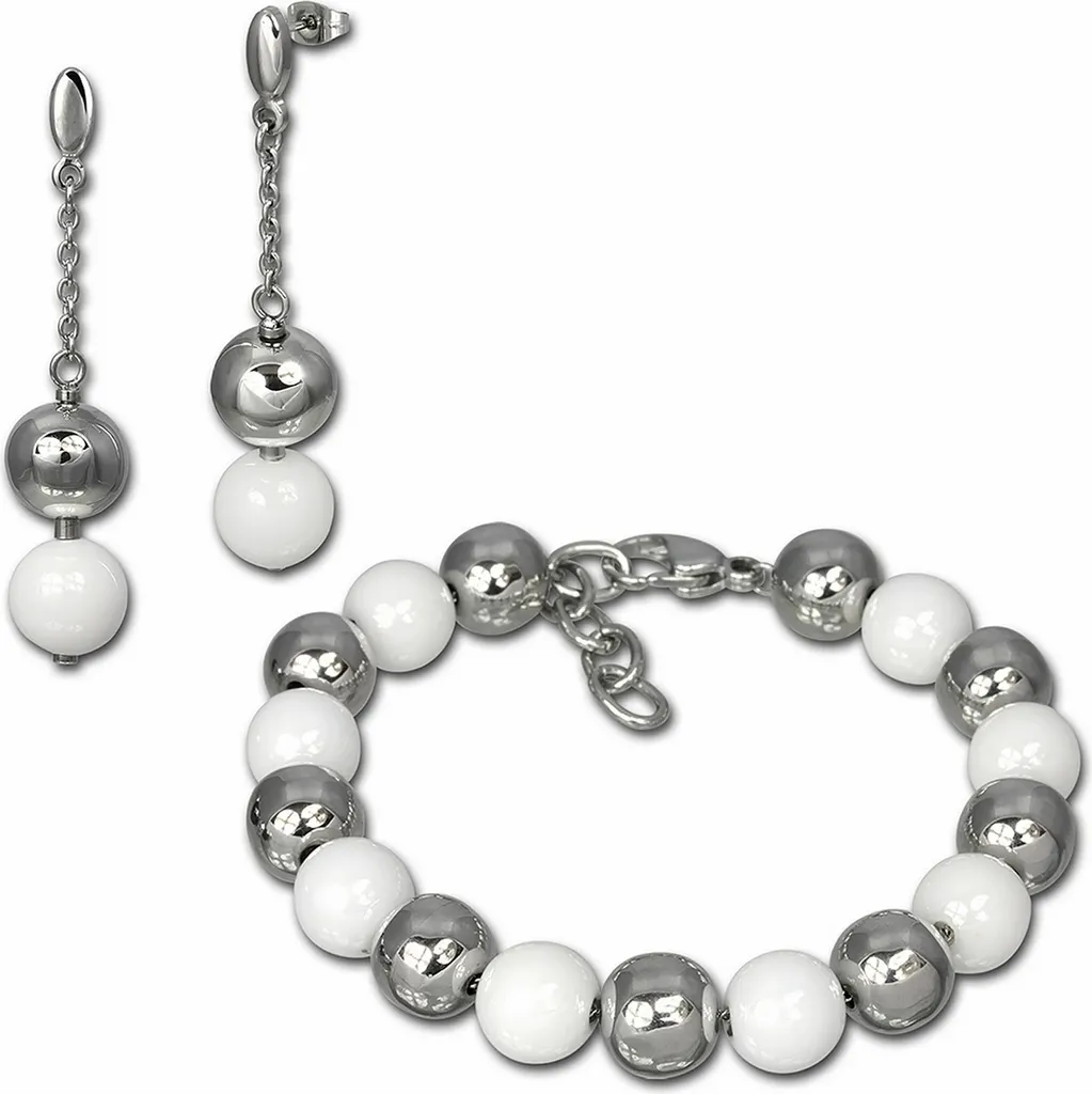Accessoires bijoux pour femme mariage et soirée céramique blanc argent