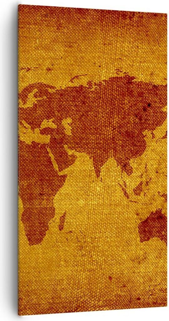 Bild auf Leinwand - Leinwandbild - Alte Karte Kontinente Reisen Welt - 65x120cm - Wand Bild - Wanddeko - Leinwanddruck - Bilder - Kunstdruck - Lein...