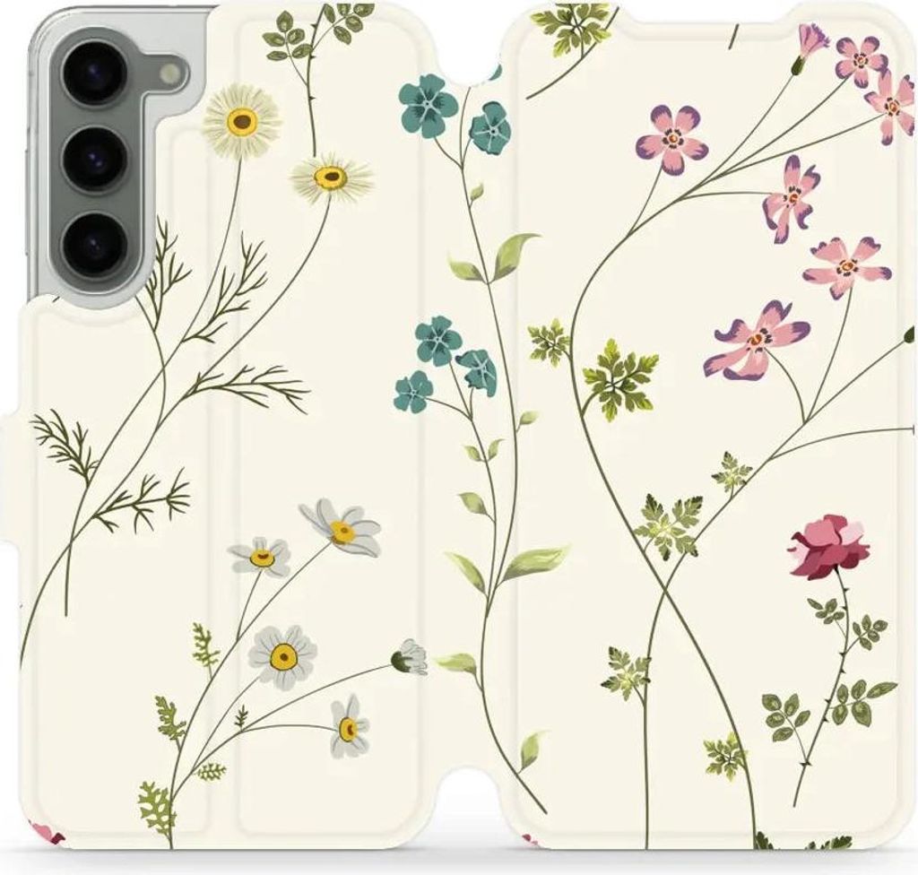 Handyhülle mit klappe für Galaxy S23 Plus, Mobiwear Book, Feldblumen