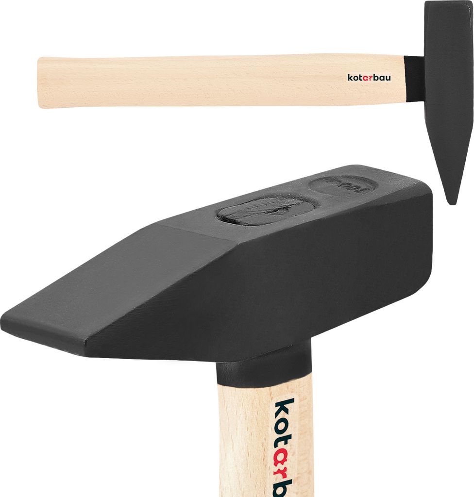 KOTARBAU Hammer 0,7 kg Schlosserhammer mit Holzstiel 28,5 cm Vorschlaghammer mit robustem Kopf Ergonomisch Heimwerker Werkzeug Stahl