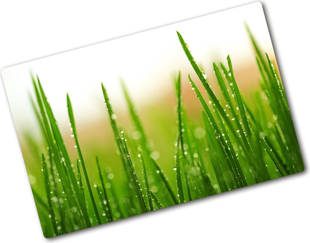 Tulup Glas Herdabdeckplatte - 80x52 cm - Glaskeramikkochfeld-Abdeckung Spritzschutz Glasabdeckplatte - Einteilig - Blumen & Pflanzen - Gras - Grün