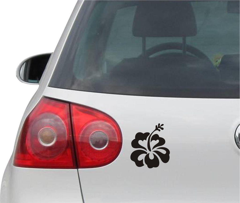 Aufkleber / Autoaufkleber - JDM - Die cut - Hibiscus Decal BLUME Auto Truck Bumper Fenster Sticker - schwarz - 88mm x101mm