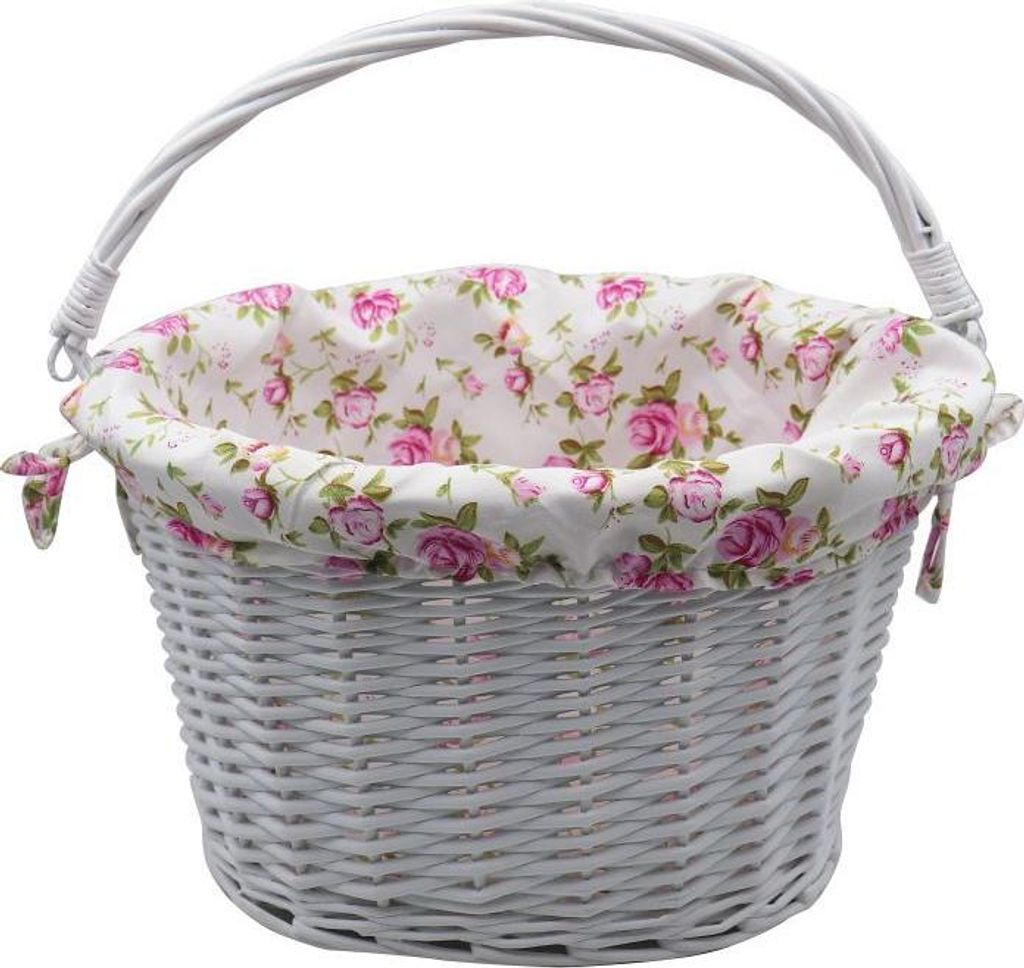 Panier en saule avec tissu imprimé FSBKT-037-1 blanc Image du produit 
