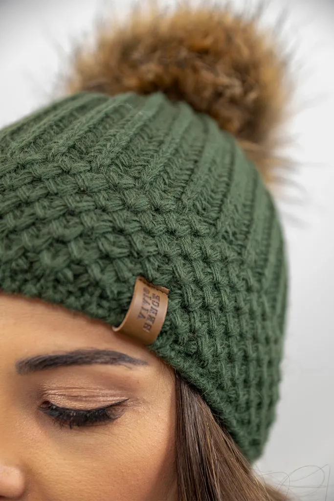 Vivisence Cappello Invernale Donna con Pon Pon Verde - Misura Universale - 3