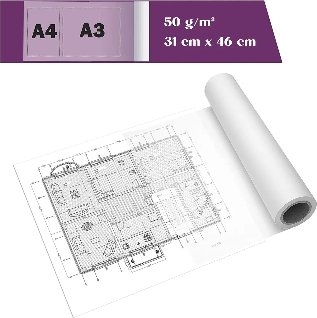 Papier Architecte Rouleau 40cm x 50m pour Plans et Dessins Techniques - 4