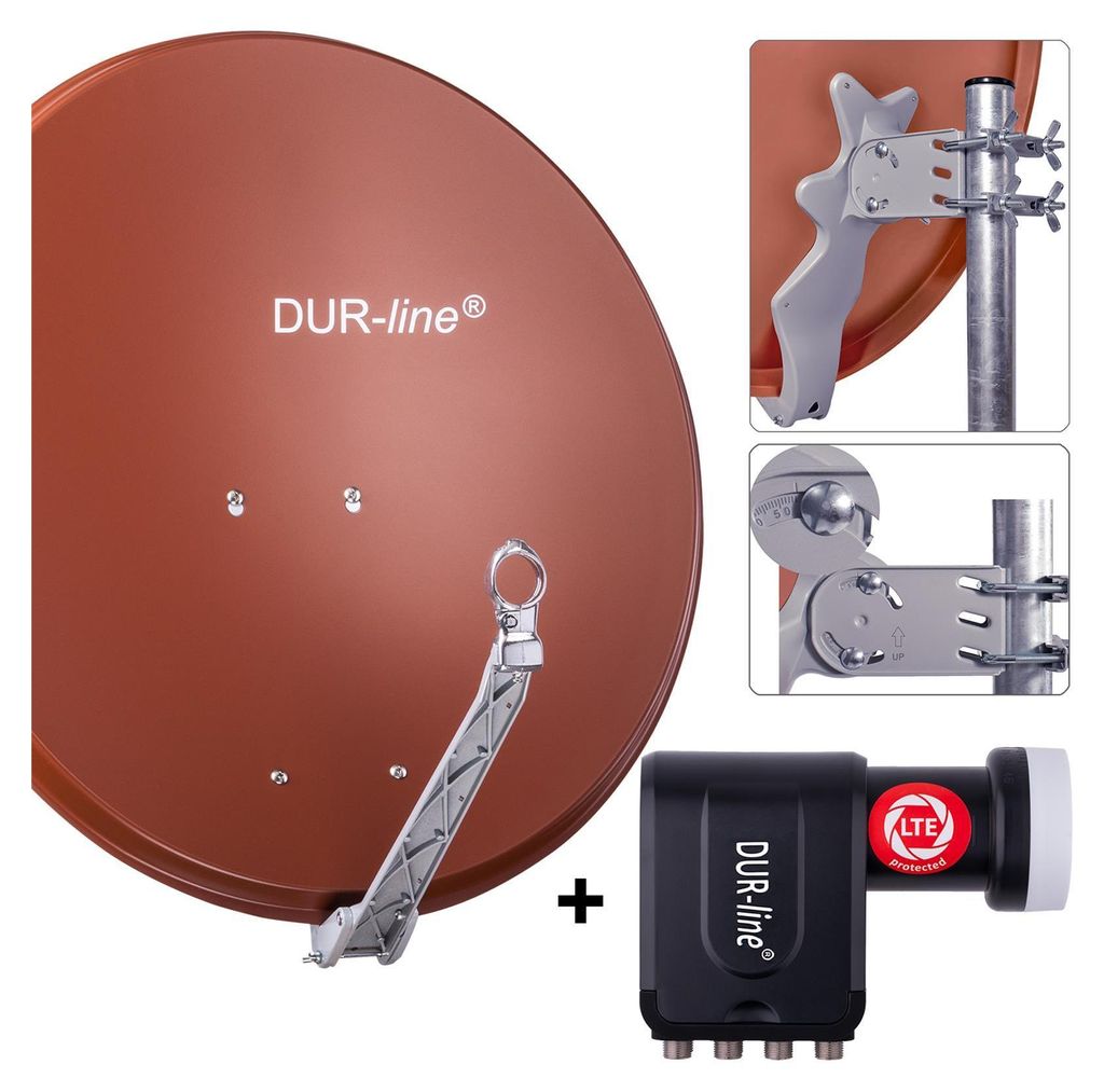 DUR-line Select 75/80cm Komplettanlage ziegelrot + Octo LNB Produktbild 