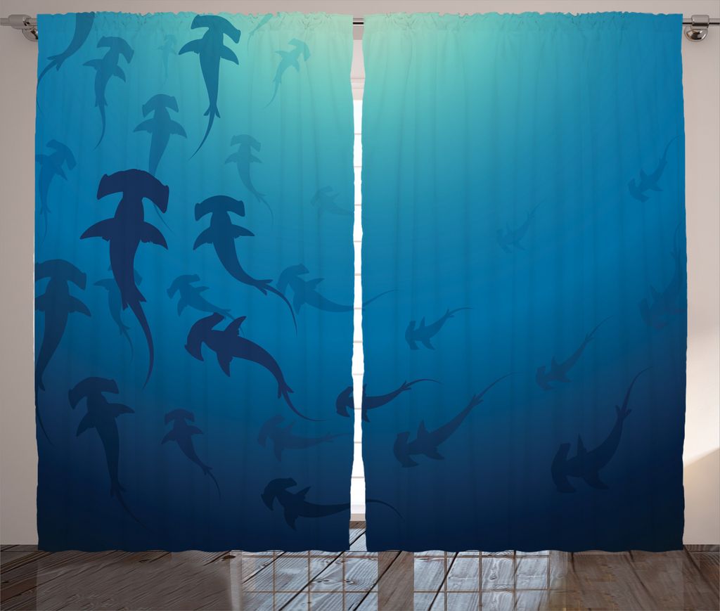 ABAKUHAUS Navy blau Rustikaler Gardine, Hammerhai, Schlafzimmer Kräuselband Vorhang mit Schlaufen und Haken, 280 x 175 cm, Navy blau