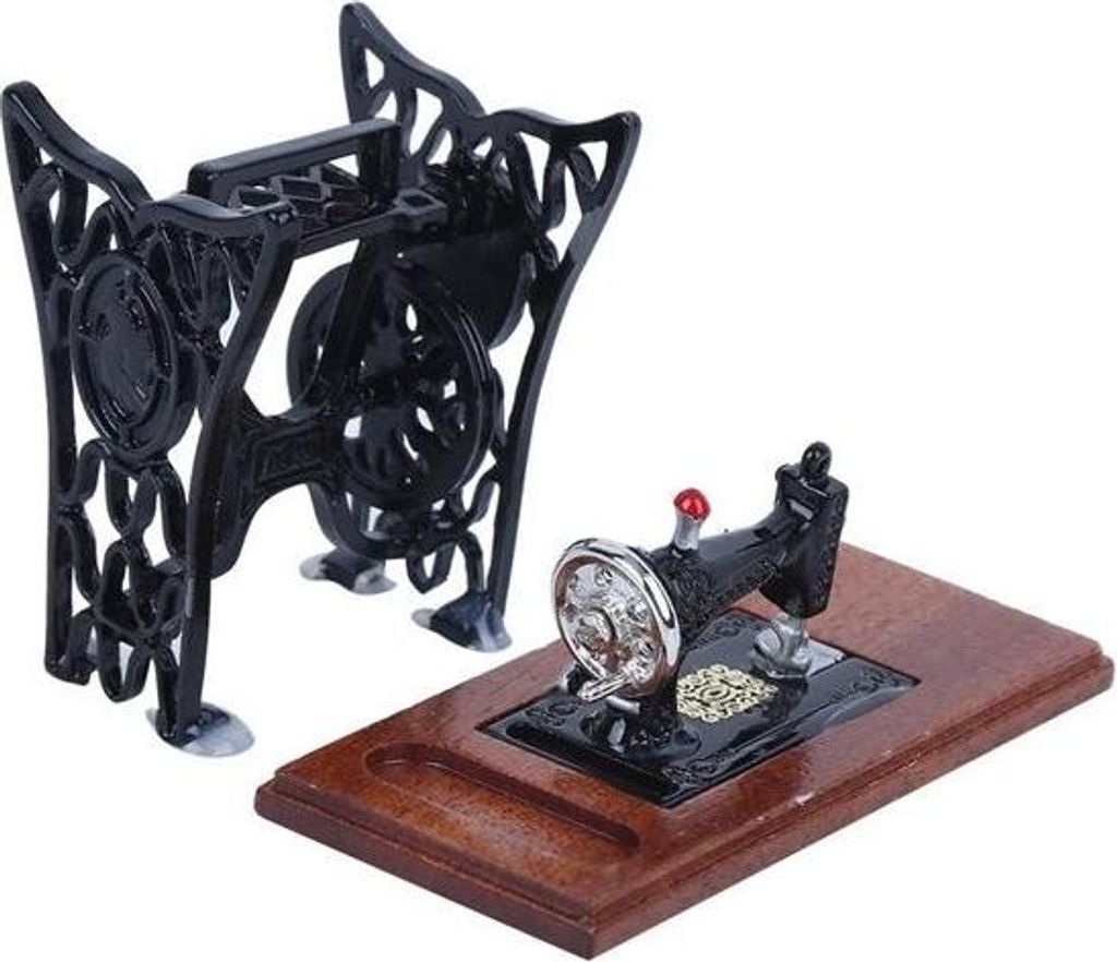 Puppenhaus-Nähmaschine 1:12 Mini-Miniaturmöbel Nähmaschine aus Holz Puppenhausdekoration Geeignet für Geburtstags-, Weihnachts- und Halloween-G...