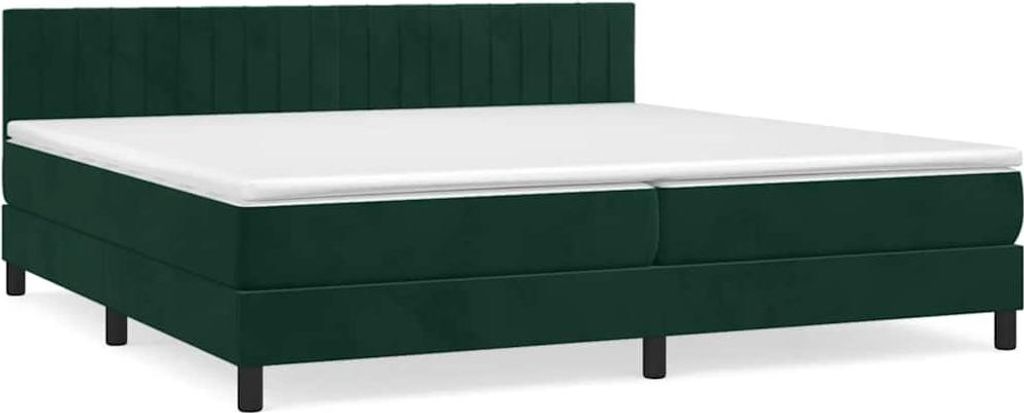 vidaXL Boxspringbett mit Matratze Dunkelgrün 200x200 cm Samt