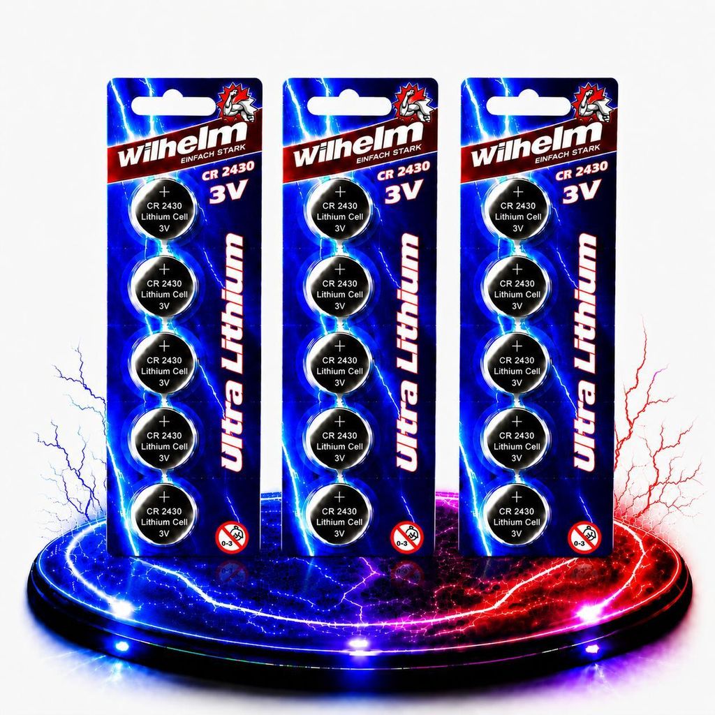 15 x CR2430 WILHELM Lithium Knopfzelle 3V 270mAh Produktbild 